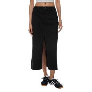 Aritzia Tna Black Westwood Chino Low Rise Twill Maxi Skirt Size 8